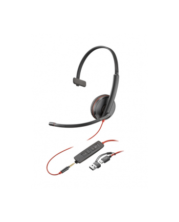 hp poly Poly Blackwire 3215 Monaural USB-C Headset +3.5mm Plug +USB-C/A Adapter (Bulk)