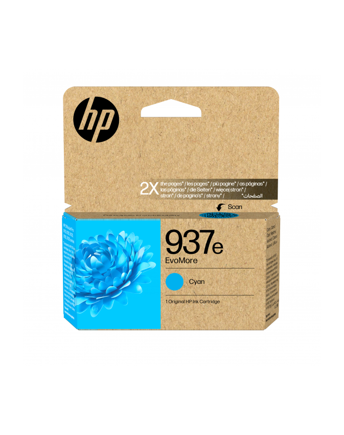 hp supplies ink HP INC Atrament HP 937e EvoMore Cyan Original Ink Cartri główny