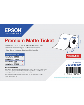 epson Premium Matte Ticket - Roll: 80mm x 50m nr 2