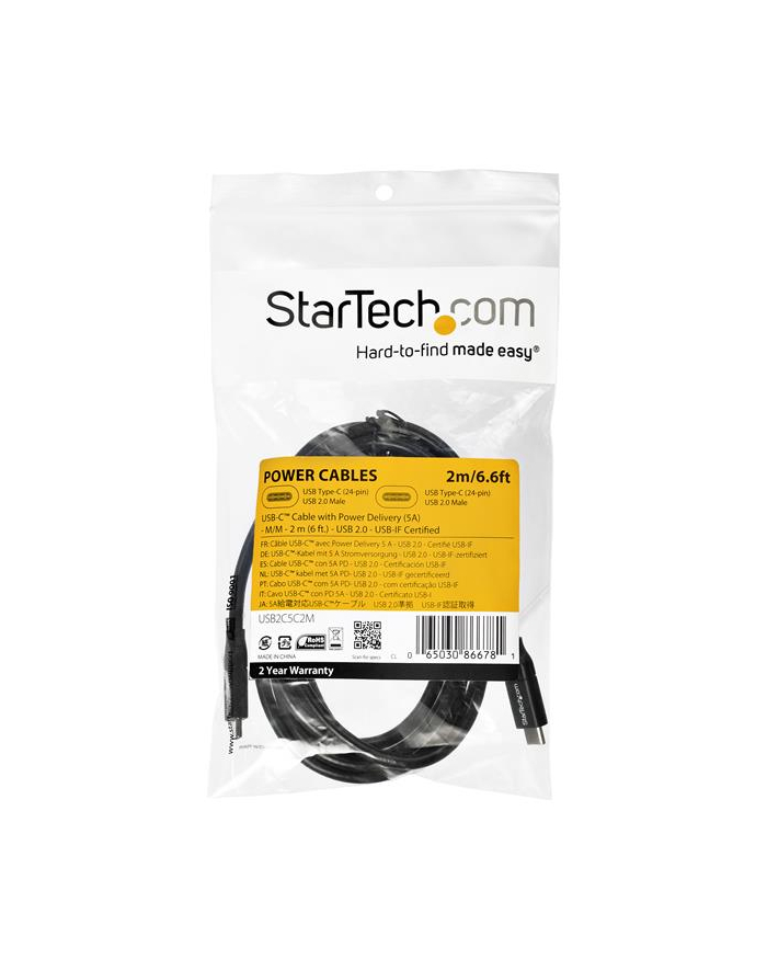 startech 2M 6FT USB C CABLE W/ 5A PD/PD - USB 2.0 - USB-IF CERTIFIED główny
