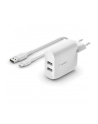 belkin DUAL USB-A CHARGER/W/USB-C CABLE 1M 24W WHITE - nr 9