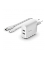 belkin DUAL USB-A CHARGER/W/USB-C CABLE 1M 24W WHITE - nr 5