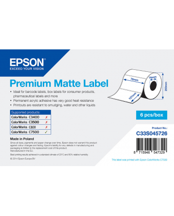 epson Premium Matte Label - Die-cut Roll: 76mm x 127mm, 960 labels nr 2