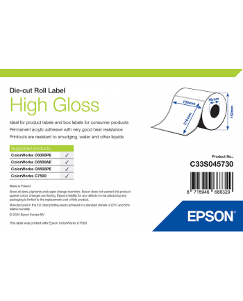 epson HIGH GLOSS LABEL DIE-CUT/105MMX210MM 273 LABELS nr 2