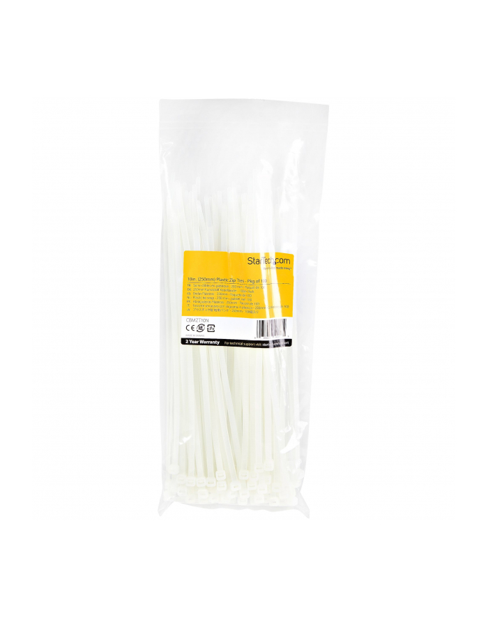 startech 100 PACK 10 CABLE TIES -WHITE/NYLON ZIP TIE WRAPS UL TAA główny