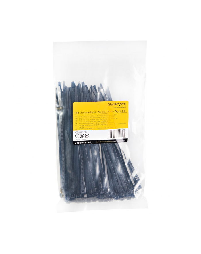 startech 100 PACK 6 CABLE TIES -BLACK/NYLON ZIP TIE WRAPS UL TAA główny