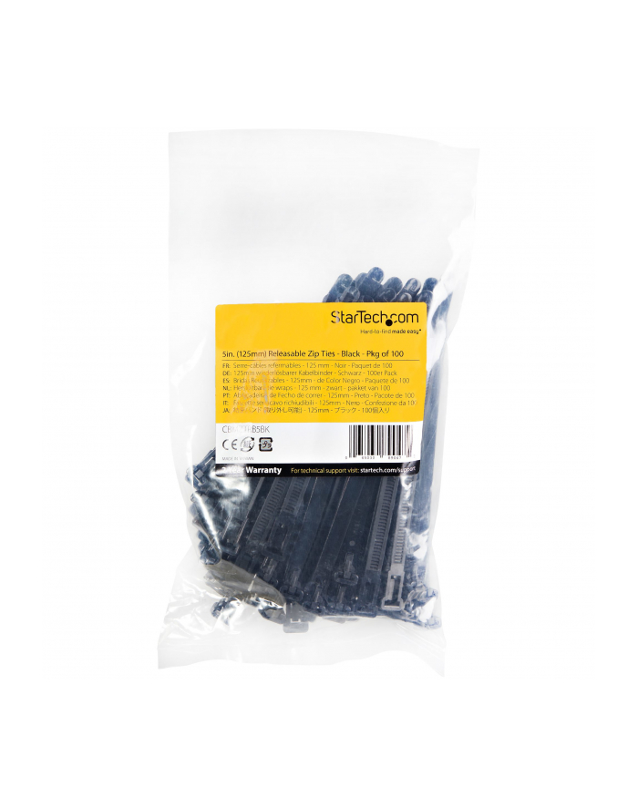 startech 100 PACK OF RESEALABLE ZIP TIE/5 BLACK główny