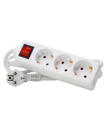 mcab SOCKET STRIP 3 PORT W/ SWITCH/PROTECTIVE CONTACT WHITE