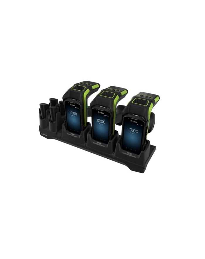 zebra evm RFD40, 3 Dev. Slots/4 Toaster Slots, Charge Only Cradle for TC51/52/52x/52ax/56/57/57x. Req. PWR-BGA12V108W0WW,CBL-DC-382A1-01 and AC C główny
