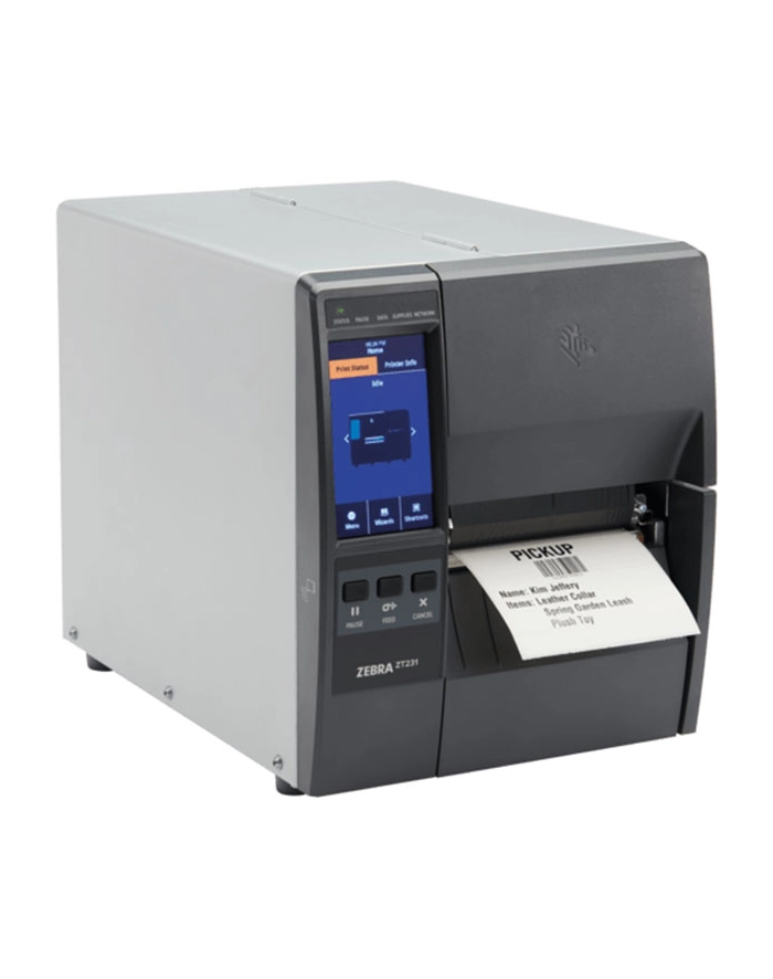 zebra TT Printer ZT231; 4, 203 dpi, Thermal Transfer, Cutter with Catch Tray, (wersja europejska)/UK Cords, USB, Serial, Ethernet, BTLE, USB Host, EZPL główny