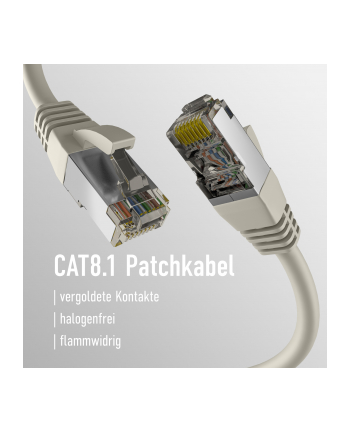 mcab CAT8.1 GREY 0.50M PATCH CORD/RJ45 S/FTP LSZH 40GBIT CU LAN