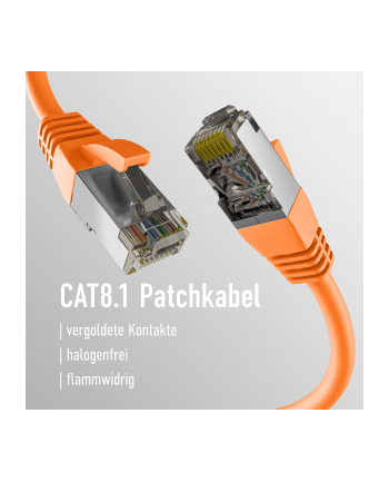 mcab CAT8.1 orange 0.25m patch cord/RJ45 S/FTP LSZH 40Gbit CU LAN