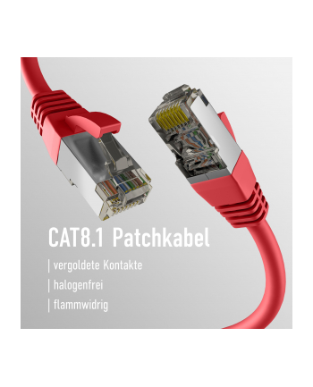 mcab CAT8.1 RED 0.25M PATCH CORD/RJ45 S/FTP LSZH 40GBIT CU LAN