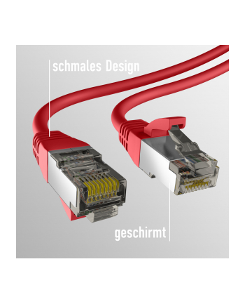 mcab CAT8.1 RED 0.25M PATCH CORD/RJ45 S/FTP LSZH 40GBIT CU LAN