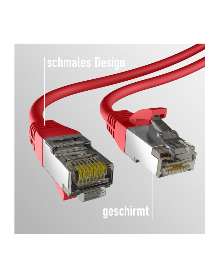 mcab CAT8.1 RED 0.25M PATCH CORD/RJ45 S/FTP LSZH 40GBIT CU LAN główny