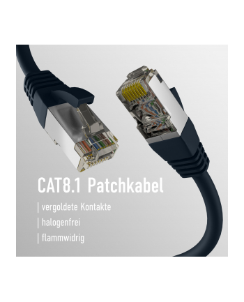 mcab CAT8.1 BLACK 0.50M PATCH CORD/RJ45 S/FTP LSZH 40GBIT CU LAN