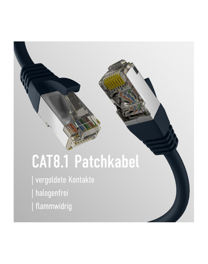 mcab CAT8.1 Kolor: CZARNY 1m patch cord/RJ45 S/FTP LSZH 40Gbit CU LAN główny