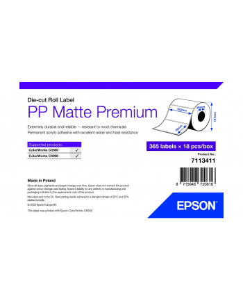 epson PP MATTE LABEL PREM DIE-CUT/ROLL 102X76MM 365 LABELS