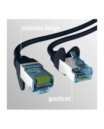 mcab CAT7 Kolor: CZARNY 0.25m RAW cable RJ45/S/FTP LSZH 10Gbit CU LAN DSL