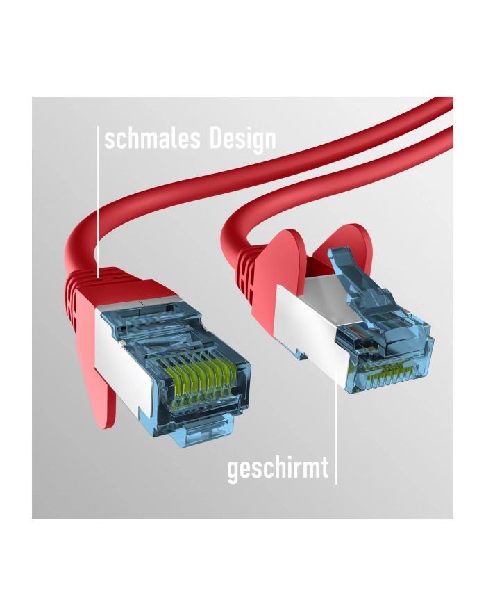 mcab CAT7 red 0.25m RAW cable RJ45/S/FTP LSZH 10Gbit CU LAN DSL główny