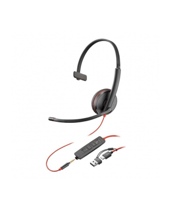 hp inc. Poly Blackwire 3215 Monaural USB-C Headset +3.5mm Plug +USB-C/A Adapter