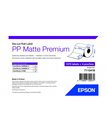 epson PP MATTE LABEL PREM DIE-CUT/ROLL 102X76MM 1570 LABELS
