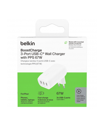 belkin BOOST CHARGE 67 W CHARGER WITH/3 USB-C PORTS PPS TECHNOLOGY WHI