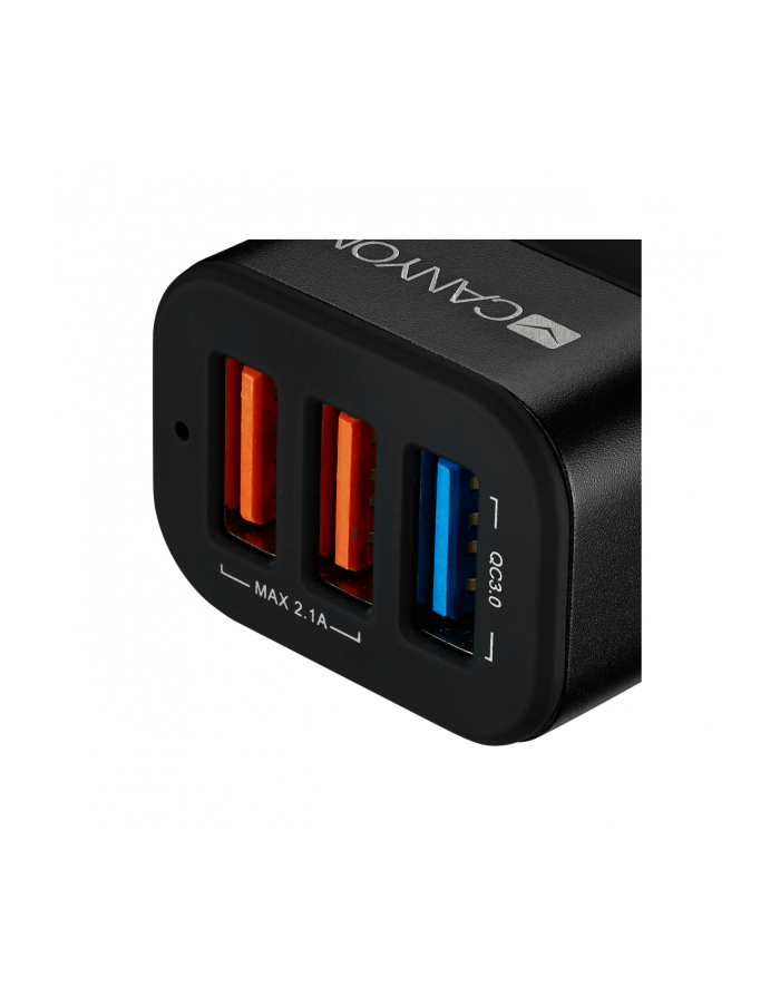 CANYON Ładowarka samochodowa C-07, USB 3.0, 2xUSB-A, Czarna główny