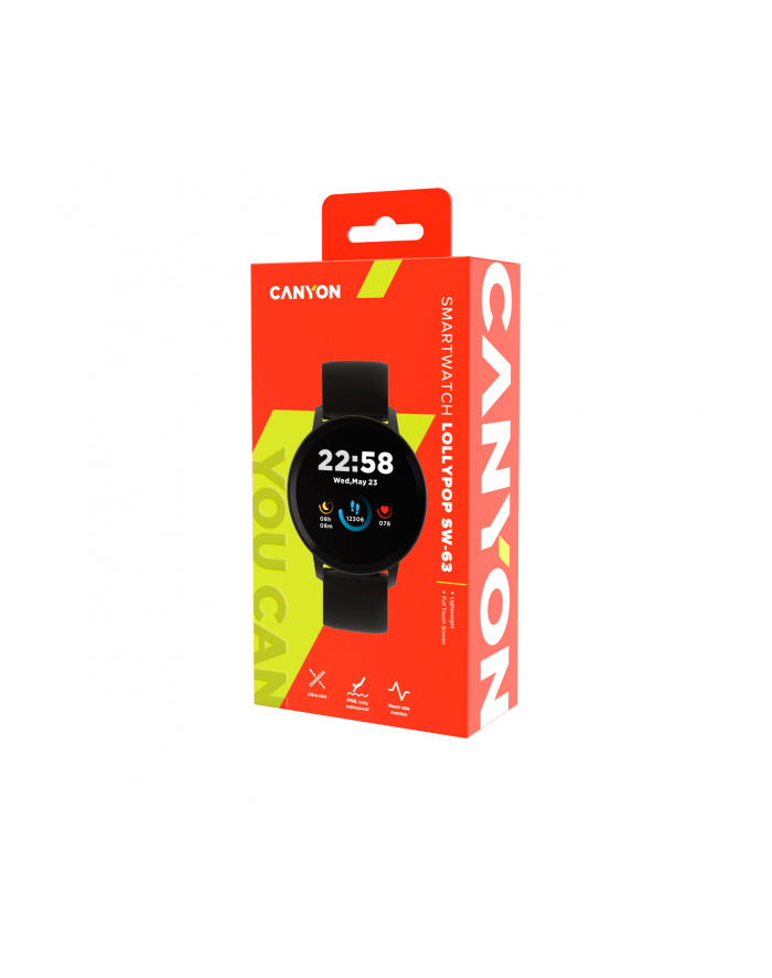 CANYON Smartwatch Lollypop SW-63, Czarny główny