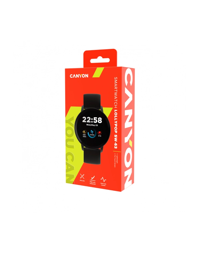 CANYON Smartwatch Lollypop SW-63, Czarny główny