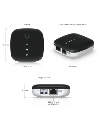 Ubiquiti UF-AE fiber-to-copper media module that allows wireless equipment without SFP ports to support fiber uplinks up to 1 Gbps. nr 1