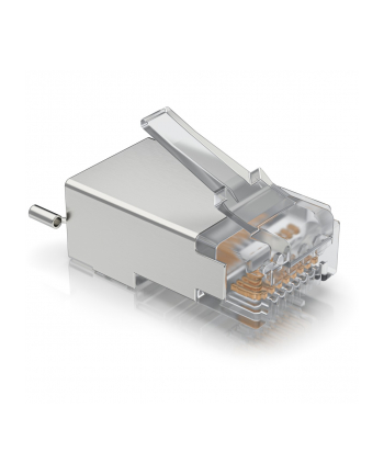 ubiquiti Surge Pczerwonyection Connector SHD - Shielded RJ45 connectors designed for UISP Ethernet cables (UISP Cable Pro and Cable Carrier). Pczerwonyects Ethernet hardware from ESD damage.Easy to install without soldering. (100) connectors per pack.