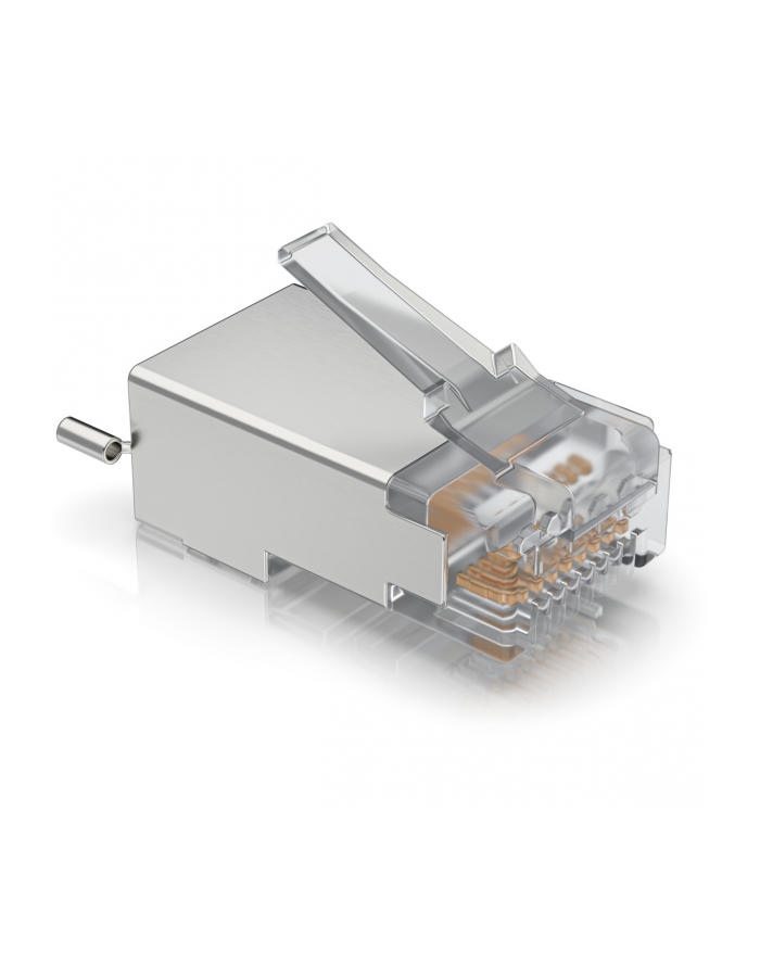 ubiquiti Surge Pczerwonyection Connector SHD - Shielded RJ45 connectors designed for UISP Ethernet cables (UISP Cable Pro and Cable Carrier). Pczerwonyects Ethernet hardware from ESD damage.Easy to install without soldering. (100) connectors per pack. główny