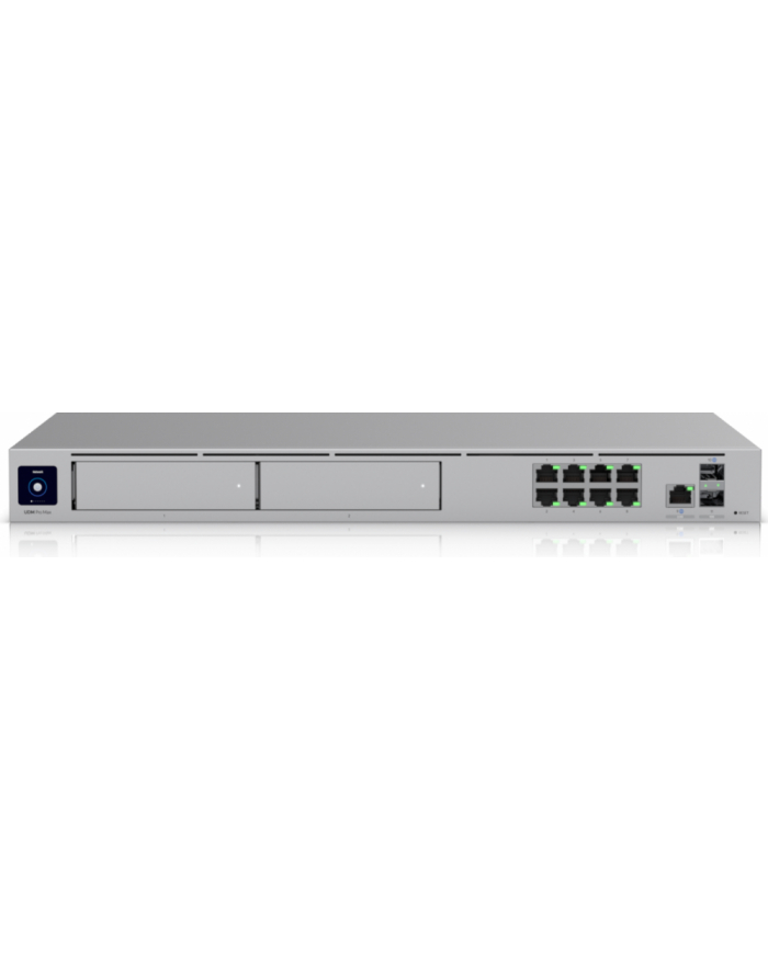 Ubiquiti rack-mount Cloud Gateway with 10 Gbps performance, multi-WAN load balancing, and two NVR drive bays designed for large-scale, multi-application UniFi sites główny