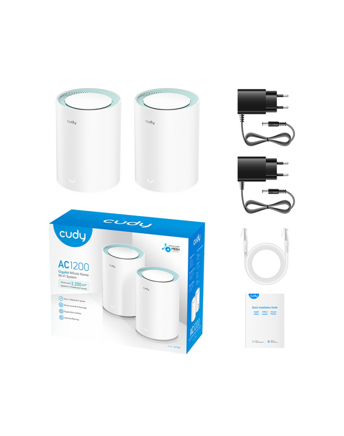 Access Point CUDY M1300(2-Pack) AC1200 Dual Band Wi-Fi 2x Gigabit Mesh główny