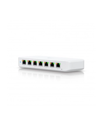 Ubiquiti USW-Ultra-210W-(wersja europejska) compact, Layer 2, 8-port GbE PoE switch with versatile mounting options, 7x GbE PoE+ output ports, GbE port with optional PoE++ input, 202W PoE availability with the included AC power adapter