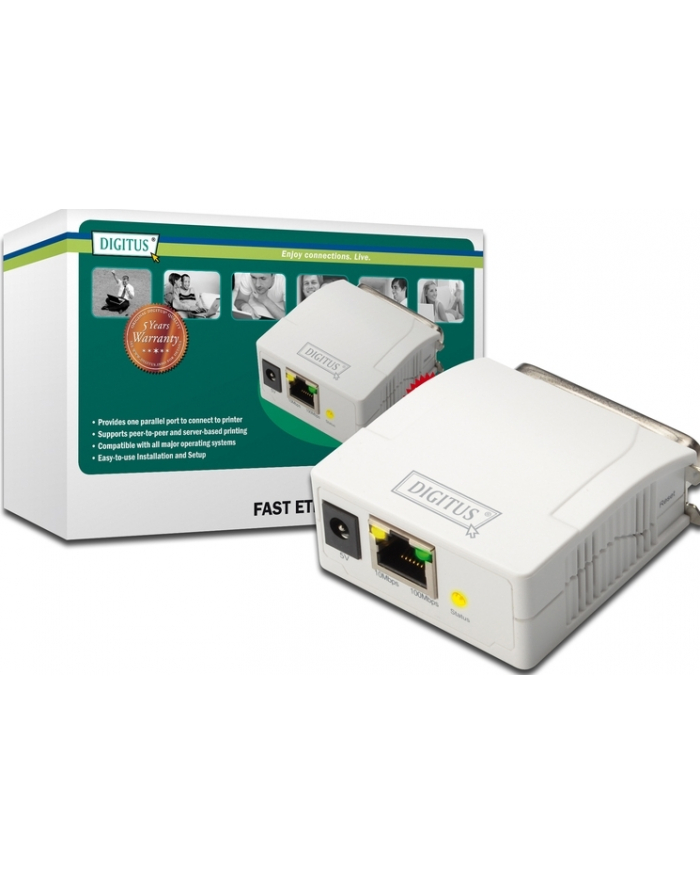 Serwer wydruku  Print serwer Fast Ethernet 1-port 1xLPT, 1xRJ-45 główny