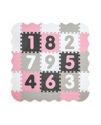 Mata piankowa puzzle Jolly 3x3 Cyfry różowo-szara Milly Mally
