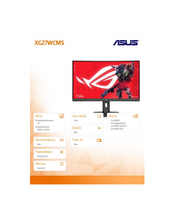 asus Monitor 27 cali XG27WCMS ROG FHD 280Hz HDMI