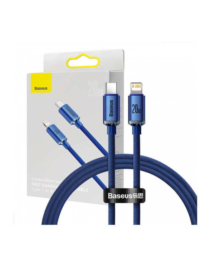 Baseus Kabel USB-C do Lightning Crystal, 20W PD | 1.2m | niebieski główny