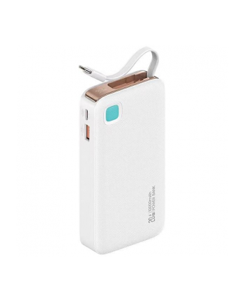 usams Powerbank 10000mAh 20W zwijany kabel USB-C fast charge Biały