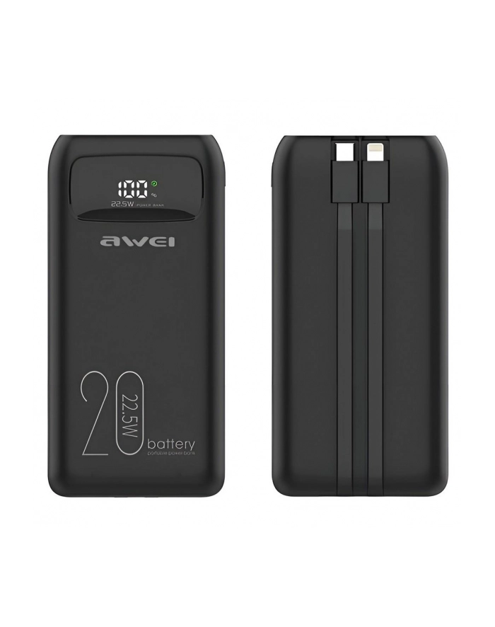 awei Powerbank 20000mAh P169K 22,5W USB-C+Lightning Kable / USB+USB-C główny