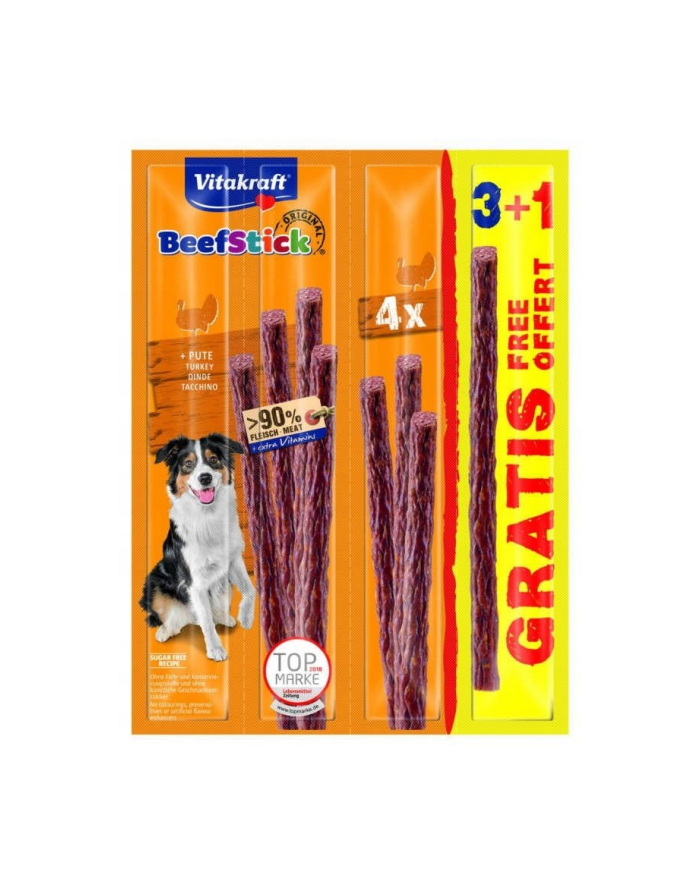 VITAKRAFT Dog Beef Stick indyk - przysmak dla psa - 3+1 szt główny