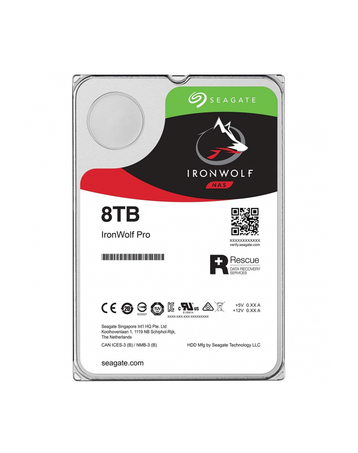 SEAGATE NAS HDD 8TB IronWolf 7200rpm 6Gb/s SATA 256MB cache 89cm 3.5inch 24x7 CMR for NAS and RAID BLK Project (P) główny