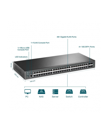 tp-link Przełącznik zarządzalny L2+ JetStream, 48 portów gigabitowych, 4 sloty SFP+ 10GE SG3452X nr 2