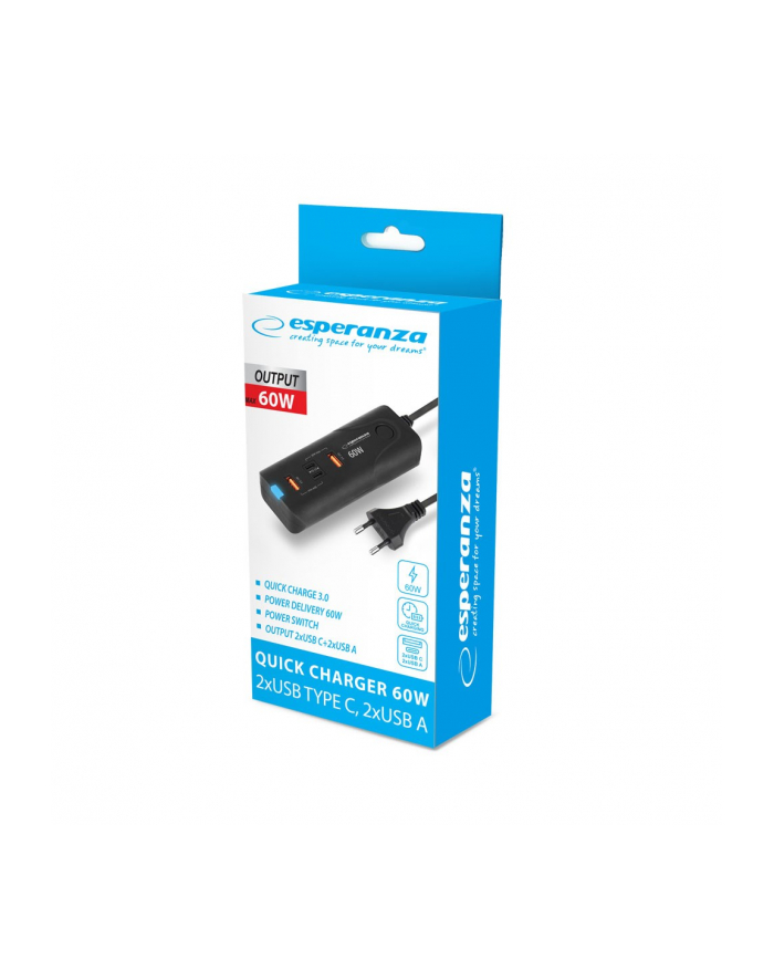 ESPERANZA ŁADOWARKA 60W 2X USB-C PD 30W / 2X USB-A QC 30 18W EZC109 główny