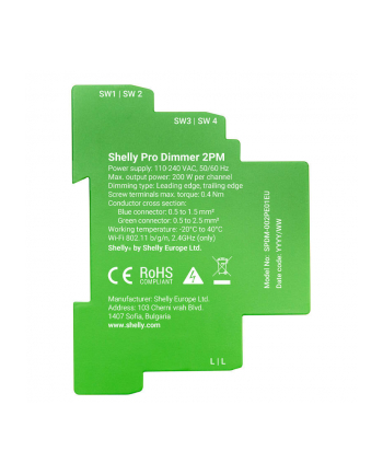 Shelly 2-Kanałowy Ściemniacz Na Szynę Din Pro Dimmer 2 66538