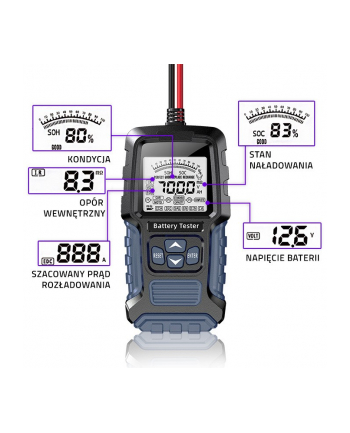 qoltec Tester akumulatora cyfrowy  z wyświetlaczem LCD | 12V | 24V | 3Ah-400Ah