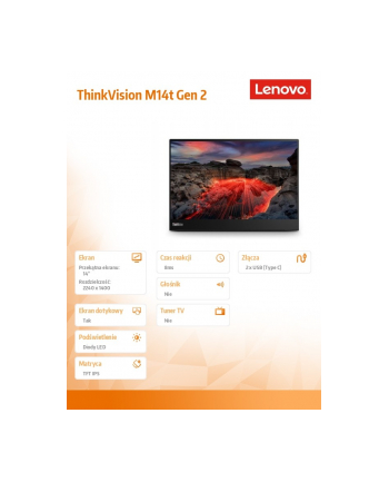 lenovo Monitor 14 cali ThinkVision WLED LCD 63FDUAT6WL