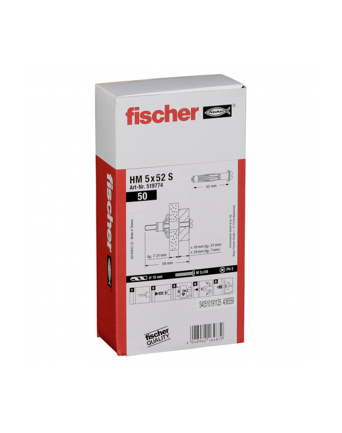 Fischer Kotwa do pustaków ściennych 519774 10Mm 50Szt. główny